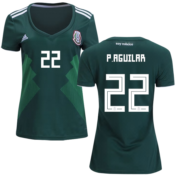 Women's Mexico #22 P.Aguilar Home Soccer Country Jersey